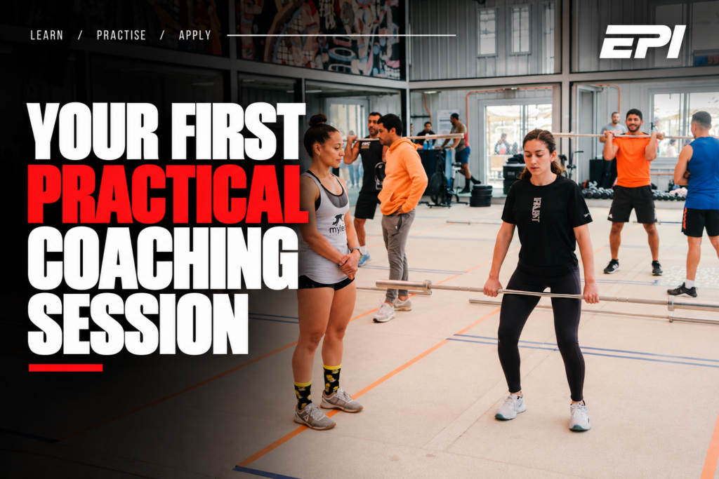 Participants practising movement screening on a beginner strength and conditioning course
